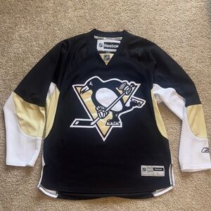 Reebok Pittsburgh Penguins Black White & Gold Hockey Jersey